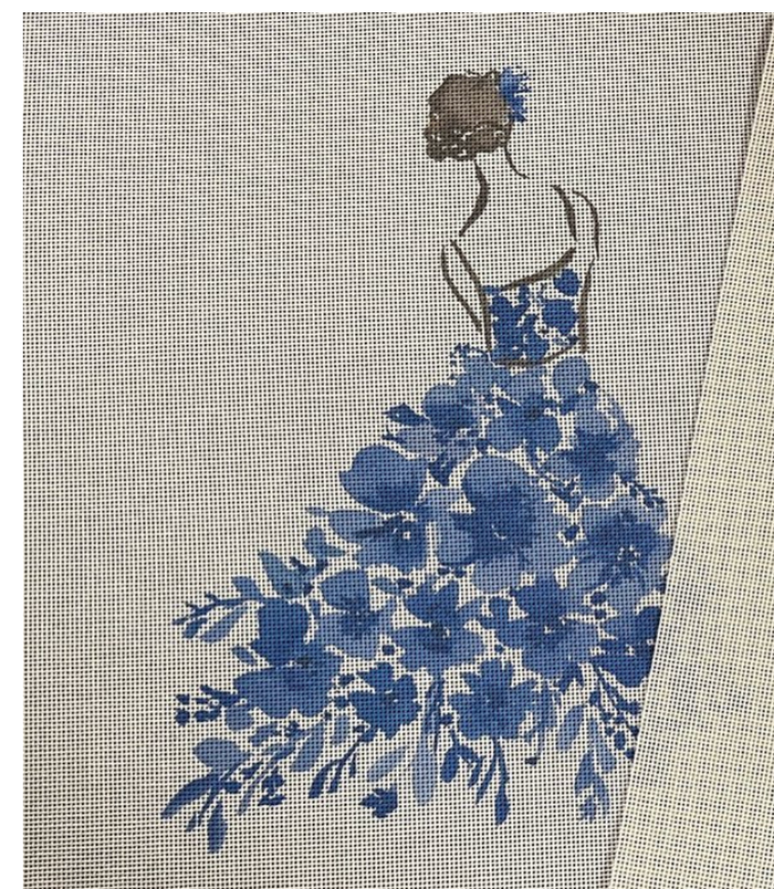 Lady with Blue Flowers