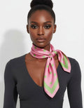 large Pink and Green Polka Dot Silky Square Scarf