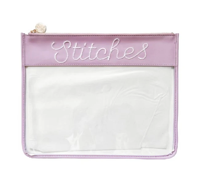 Large Stitches Clear Zip Pouch