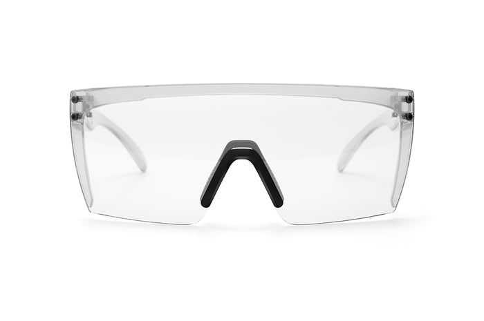 Front view of Heat Wave Visual Lazer Face Z87 Sunglasses with clear frame, Black nose piece and clear lens.