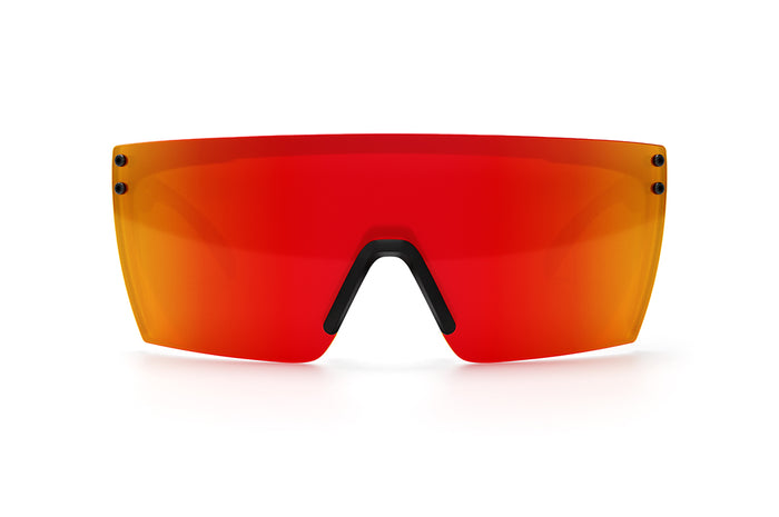 Front view of Heat Wave Visual Lazer Face Sunglasses with black frame and sunblast orange yellow lens.