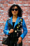 Leather Jacket with Pins and Studs - 81648