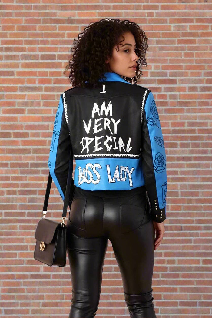 Leather Jacket with Pins and Studs - 81648