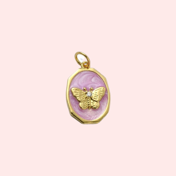 Lilac Golden Butterfly Charm