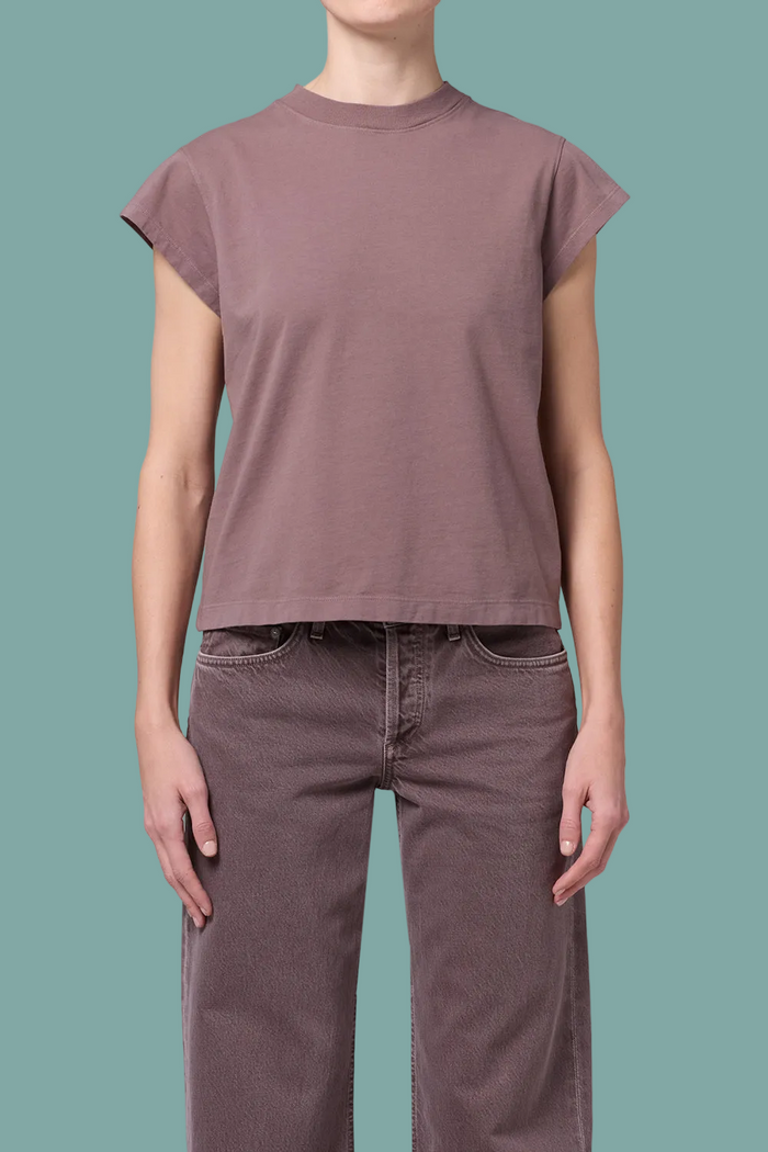 Long Line Bryce Cap Sleeve Tee - Mauvine