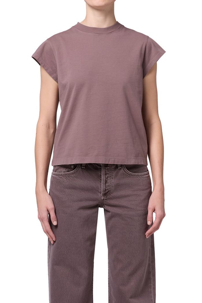 Long Line Bryce Cap Sleeve Tee - Mauvine