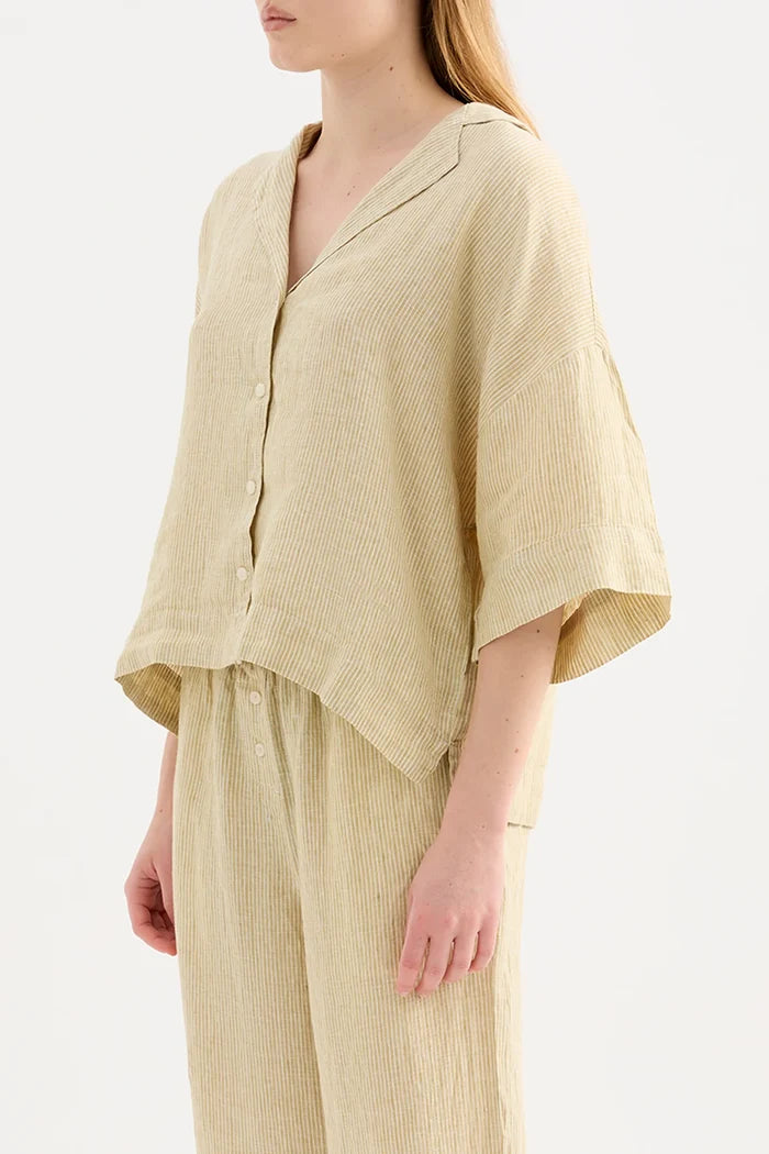 Lounge Stripe Linen Shirt