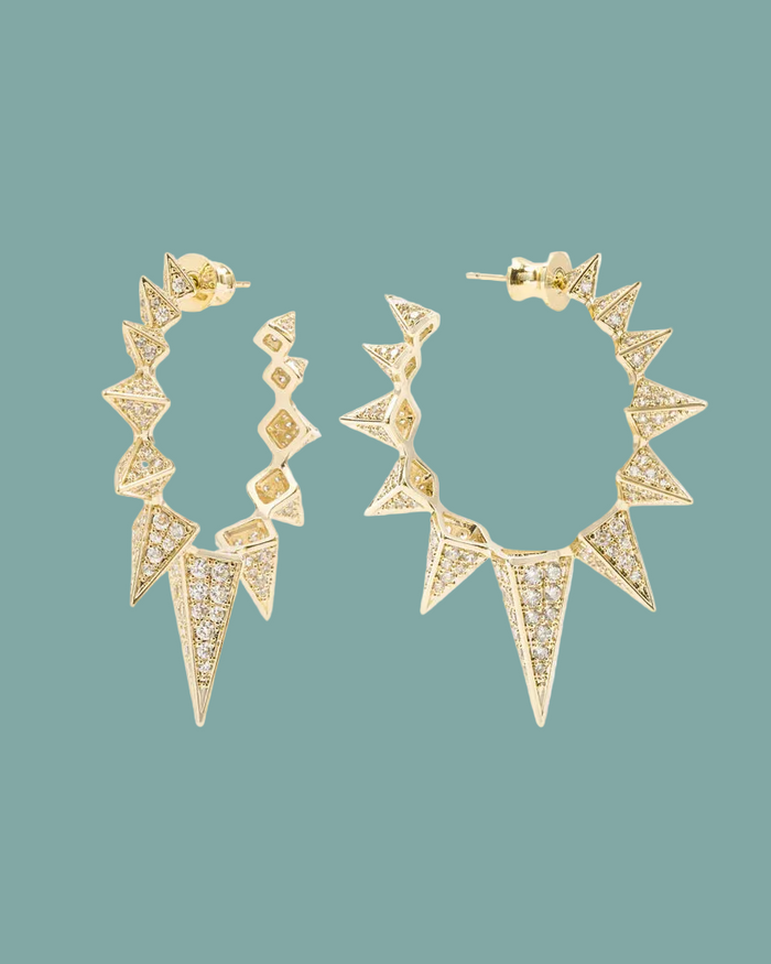 Mama Gabriella Pave Spiked Hoops