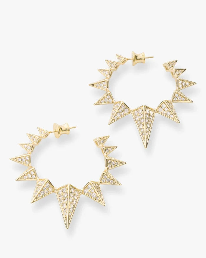Mama Gabriella Pave Spiked Hoops