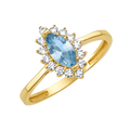 10K/14K Solid Gold Marquise Aqua Halo Ring