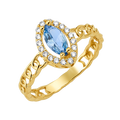 10K/14K Solid Gold Marquise Aqua Topaz Halo Ring