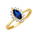 10K/14K Solid Gold Marquise Blue Halo Ring