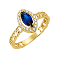 10K/14K Solid Gold Marquise Blue Topaz Halo Ring