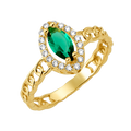 10K/14K Solid Gold Marquise Green Topaz Halo Ring