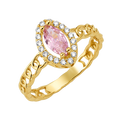 10K/14K Solid Gold Marquise Pink Topaz Halo Ring