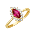10K/14K Solid Gold Marquise Red Halo Ring