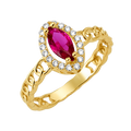 10K/14K Solid Gold Marquise Red Topaz Halo Ring
