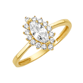 10K/14K Solid Gold Marquise White Halo Ring