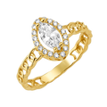 10K/14K Solid Gold Marquise White Topaz Halo Ring