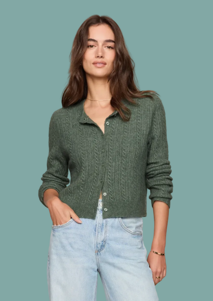 Medina Cable Cardigan - Monstera