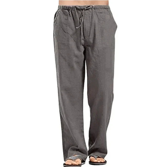 Men’s Cotton Linen Pants – Breathable Drawstring Casual Trousers