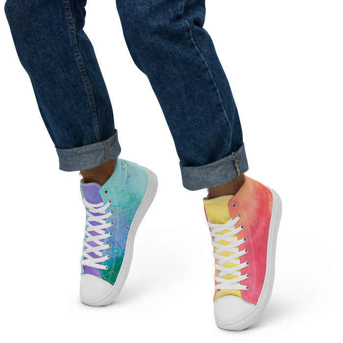 Men’s High Top Rainbow Watercolor Sneakers