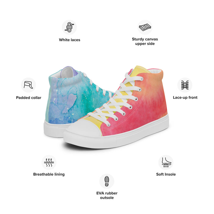 Men’s High Top Rainbow Watercolor Sneakers