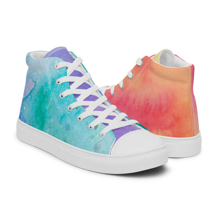 Men’s High Top Rainbow Watercolor Sneakers