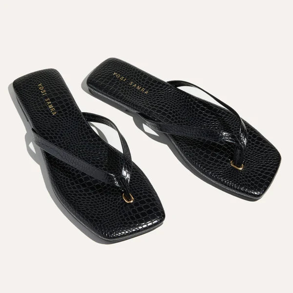 Mercer Sandal in Black Croc
