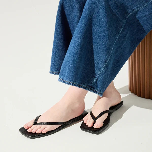 Mercer Sandal in Black Croc