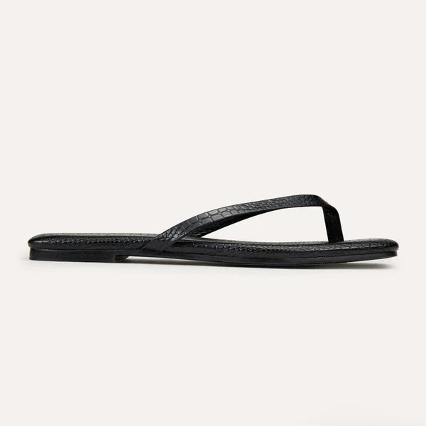 Mercer Sandal in Black Croc