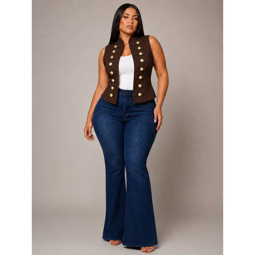 "Mikki "PLUS SIZE BUTTTON DETAIL VEST