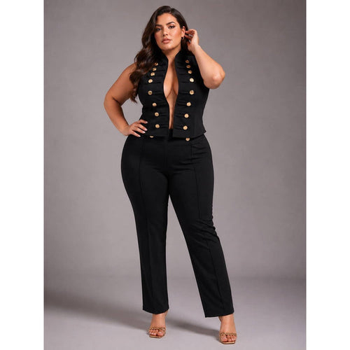 "Mikki "PLUS SIZE BUTTTON DETAIL VEST