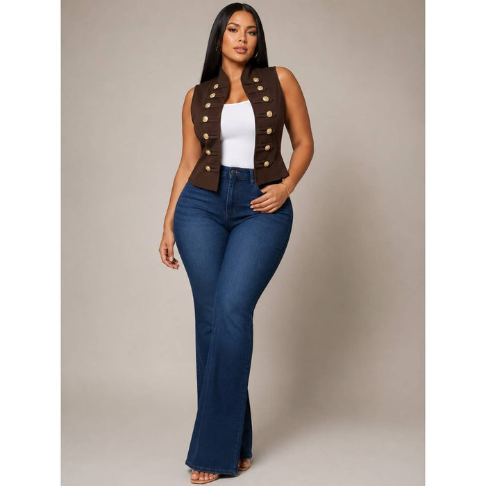 "Mikki "PLUS SIZE BUTTTON DETAIL VEST