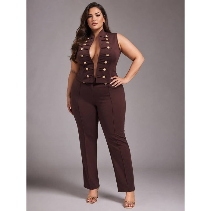 "Mikki "PLUS SIZE BUTTTON DETAIL VEST