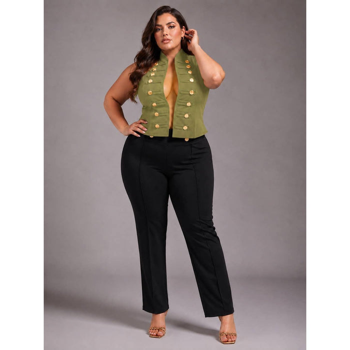 "Mikki "PLUS SIZE BUTTTON DETAIL VEST