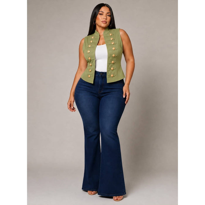 "Mikki "PLUS SIZE BUTTTON DETAIL VEST