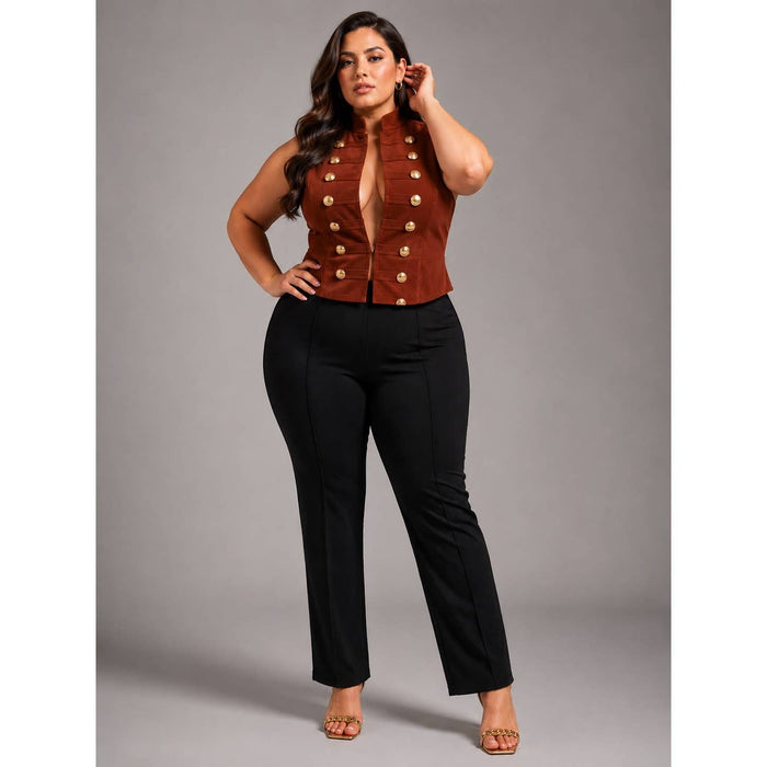 "Mikki "PLUS SIZE BUTTTON DETAIL VEST