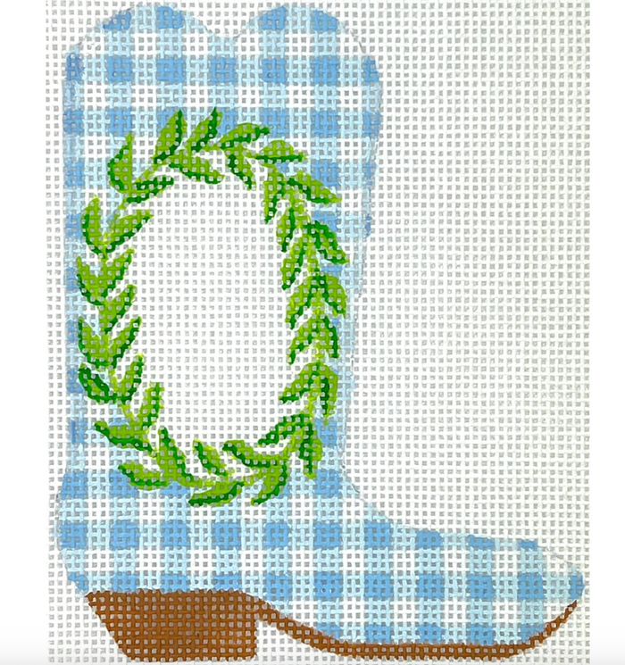 Mini Cowboy-Greenery Wreath with Blue