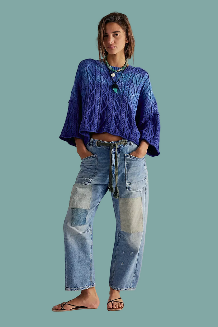 Moxie Pull On Barrel Jeans - Truest Blue