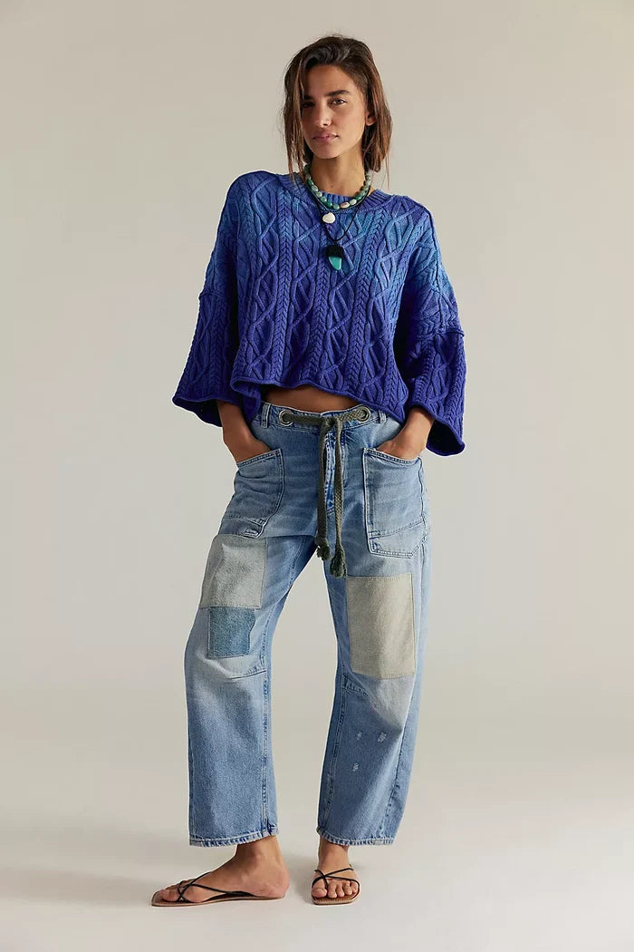 Moxie Pull On Barrel Jeans - Truest Blue