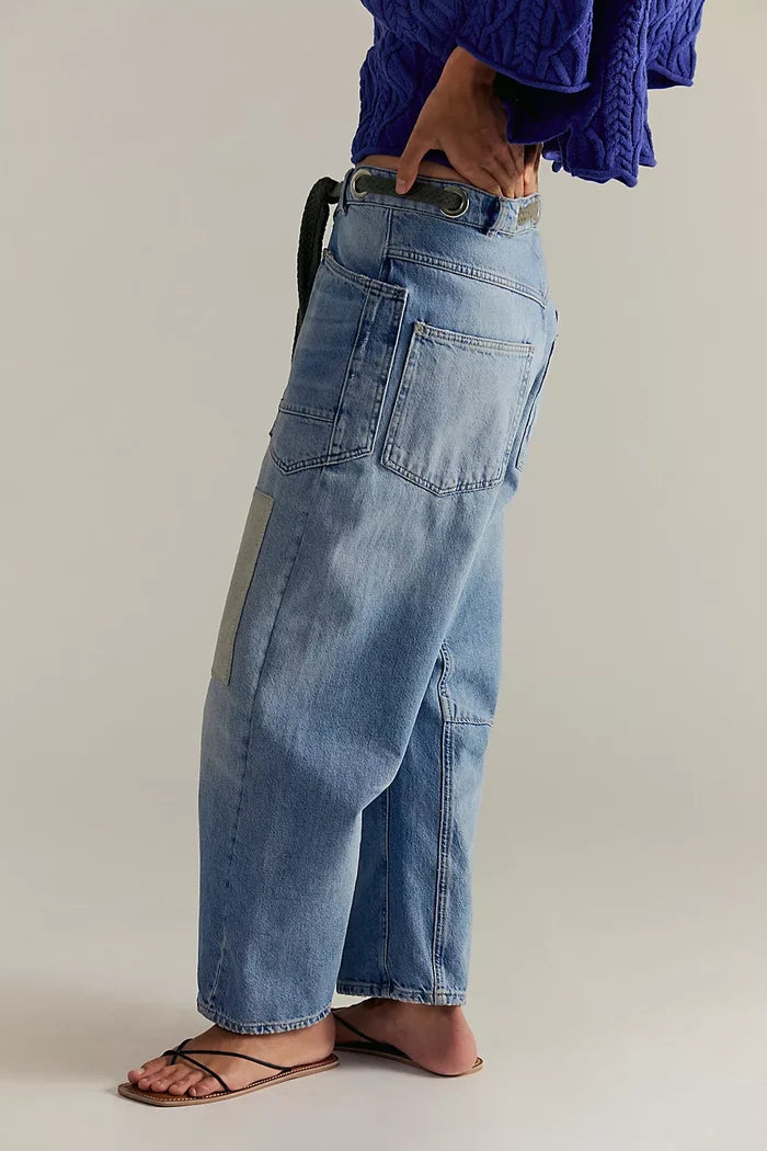 Moxie Pull On Barrel Jeans - Truest Blue