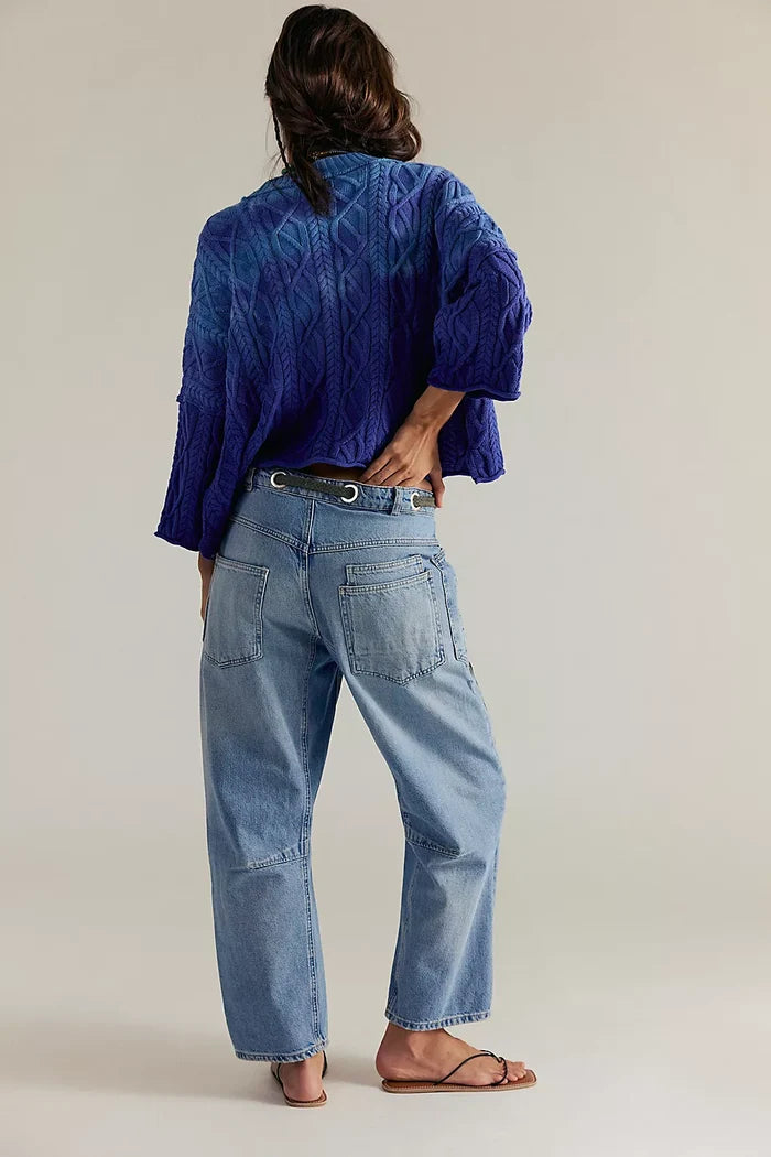 Moxie Pull On Barrel Jeans - Truest Blue