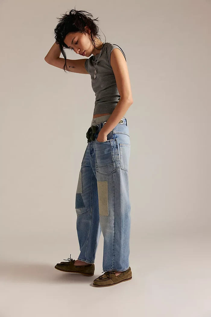 Moxie Pull On Barrel Jeans - Truest Blue