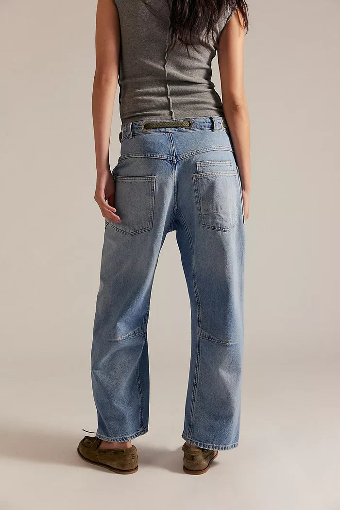 Moxie Pull On Barrel Jeans - Truest Blue