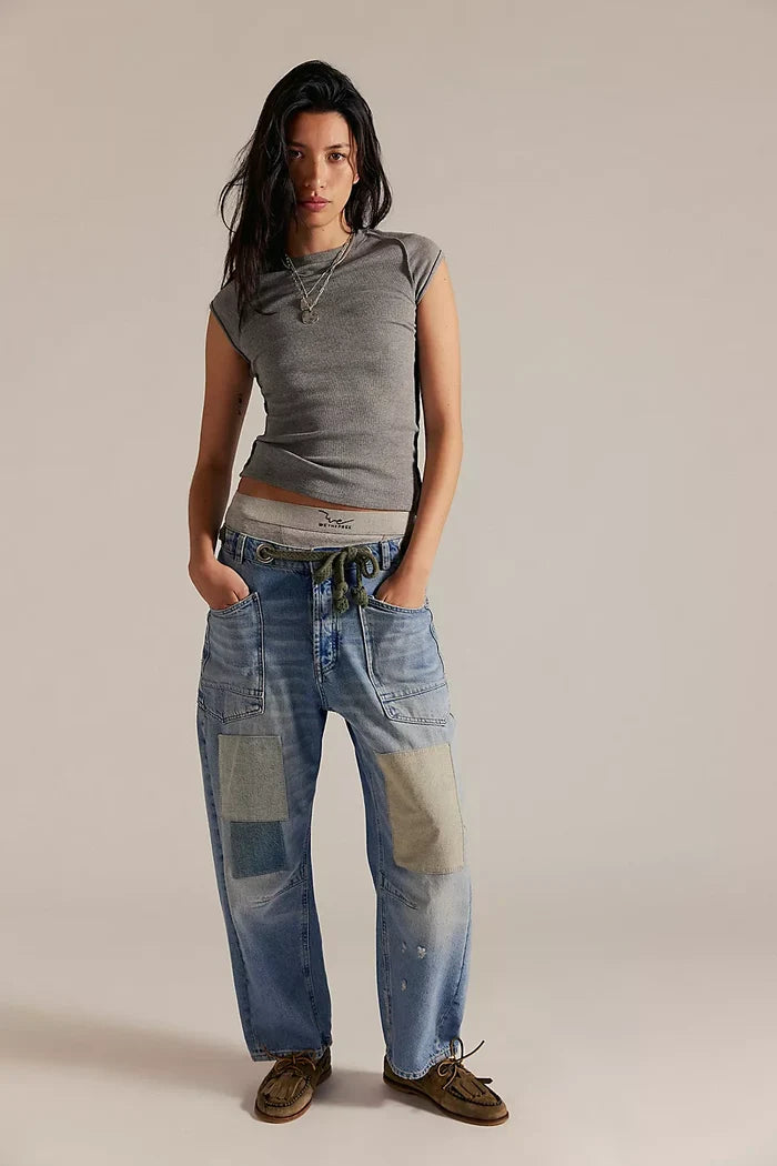 Moxie Pull On Barrel Jeans - Truest Blue