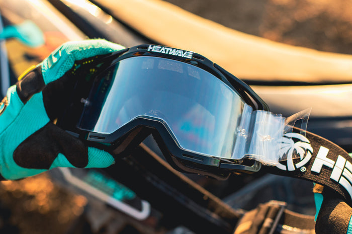 Heat Wave Visual MXG-250 Laminated Tear-Offs on the motosport goggle.