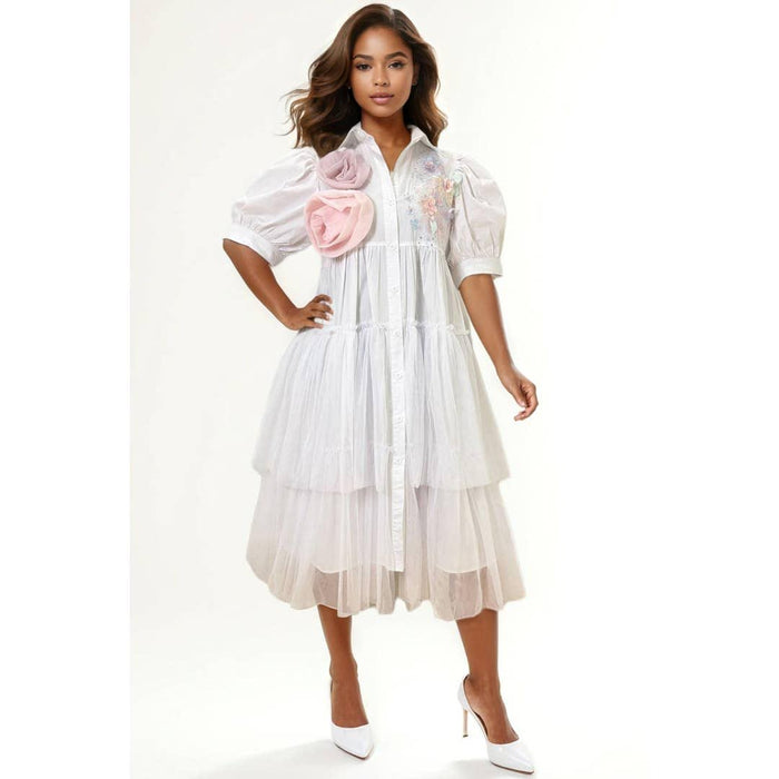 N by Nancy FLOWER APPLIQUE DRESS