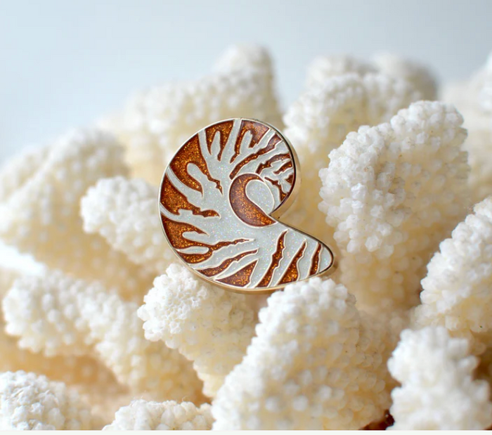 Nautilus Shell Needle Minder with Glitter
