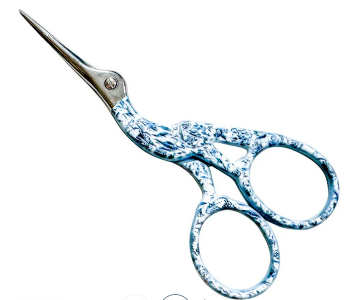 Needlepoint Print Crane Scissors